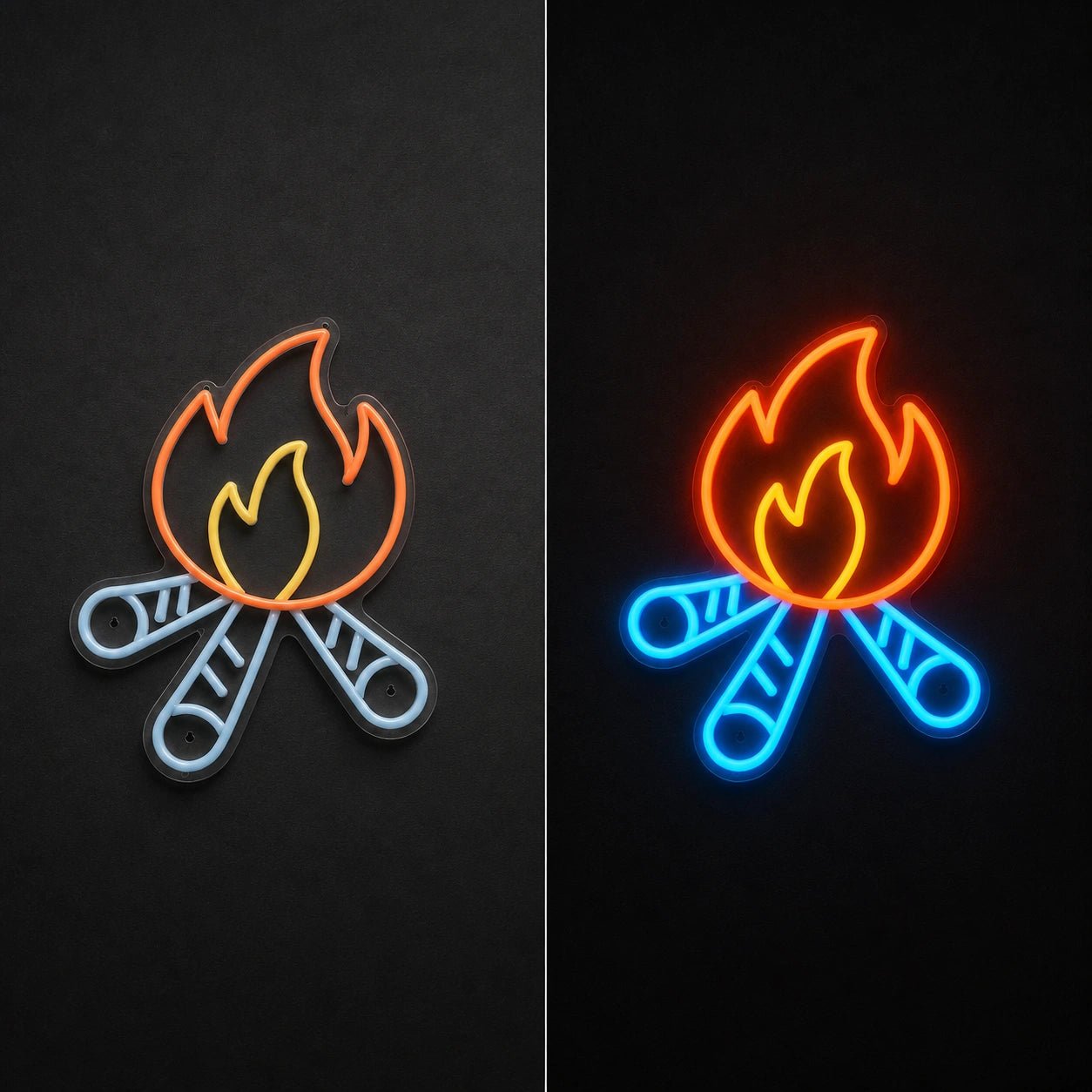 Campfire Crossed Logs Vintage LED Neon Sign - Shineneon