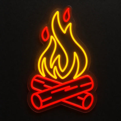Campfire Flying Embers Crossed Logs Vintage LED Neon Sign - Shineneon