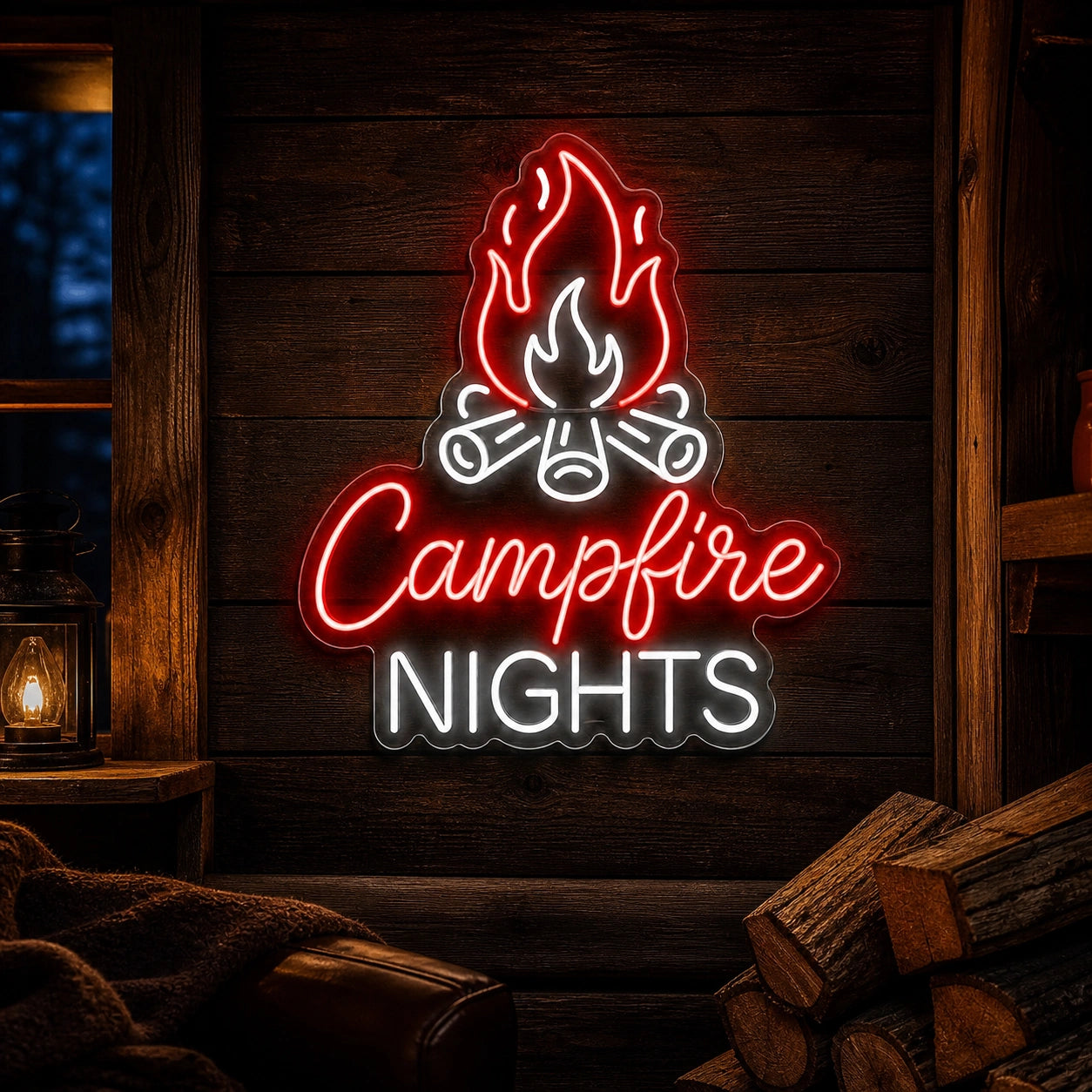 Campfire Nights Vintage LED Neon Sign high-converting product image