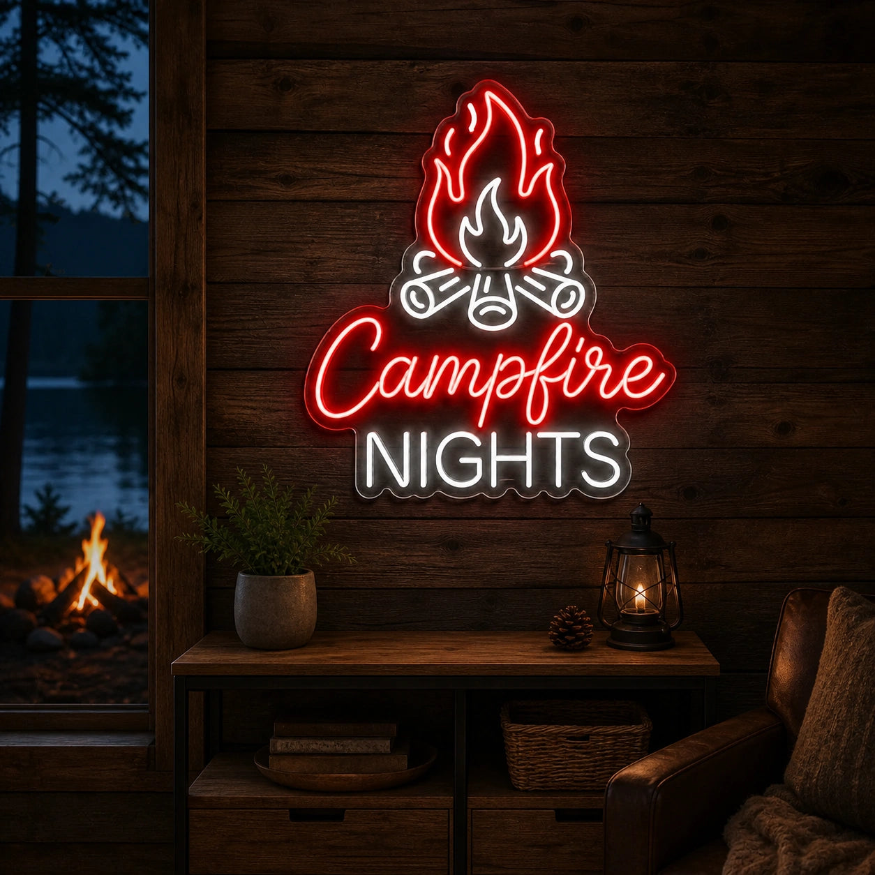 Campfire Nights Vintage LED Neon Sign real lifestyle scene