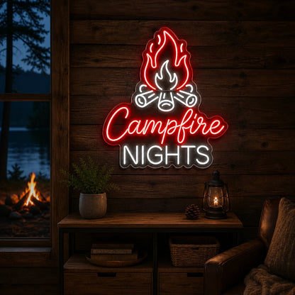 Campfire Nights Vintage LED Neon Sign real lifestyle scene