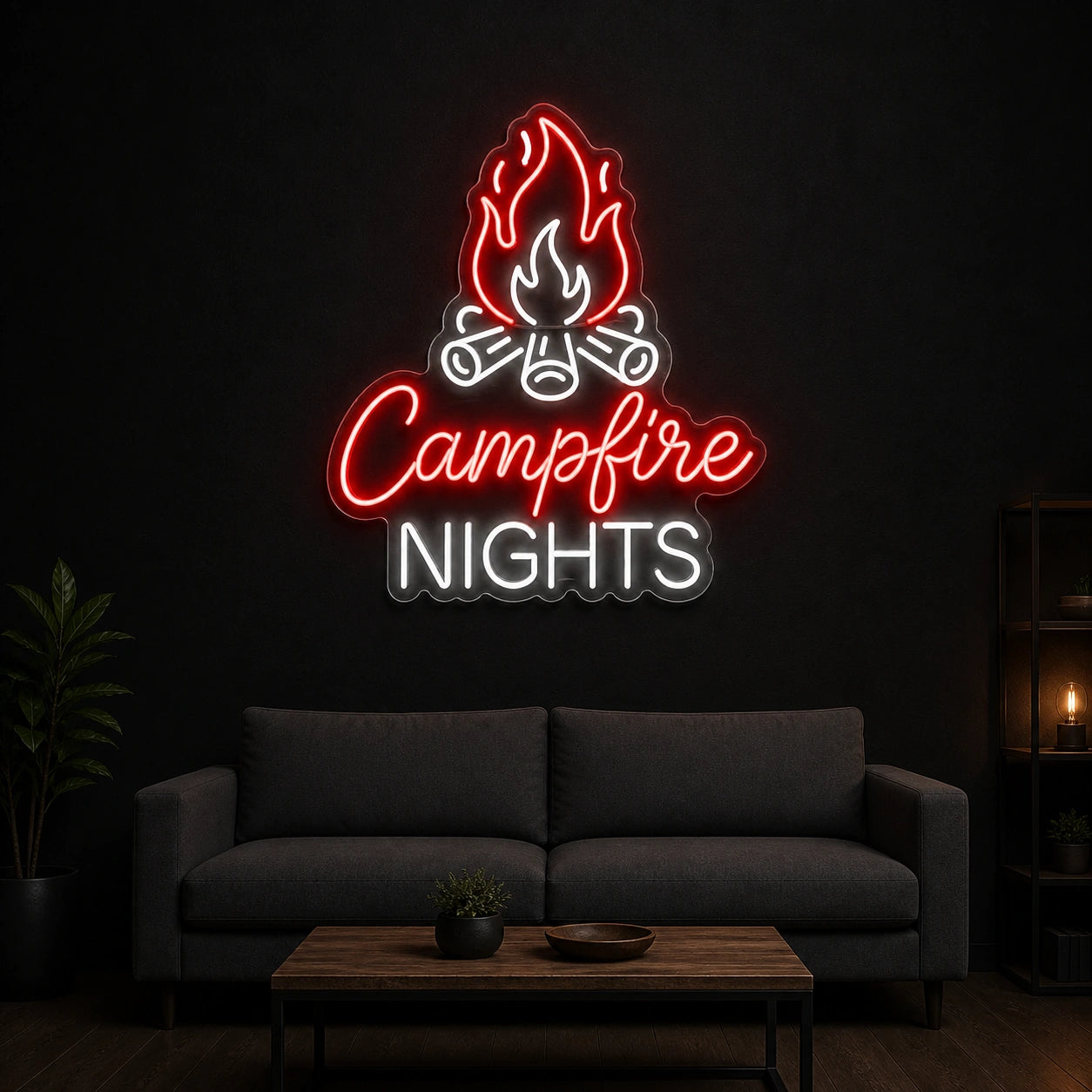 Campfire Nights Vintage LED Neon Sign size image