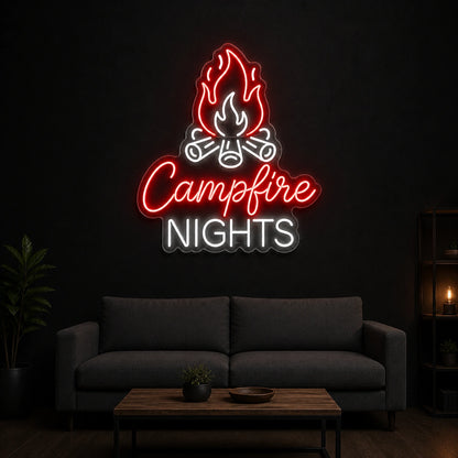 Campfire Nights Vintage LED Neon Sign size image