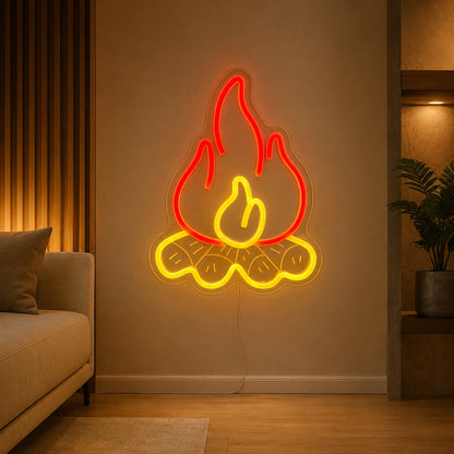 Campfire With Logs LED Neon Sign color grid