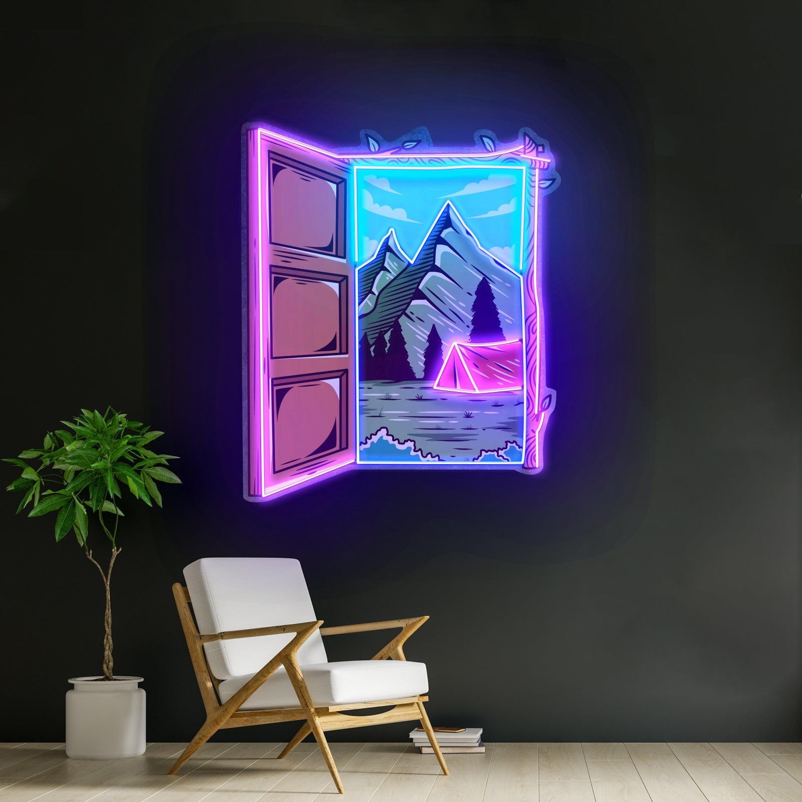 Camping On Hills Led Neon Sign Light Custom Led Signs - Shineneon