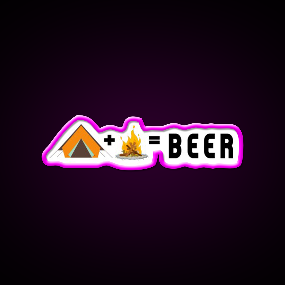 Camping Plus Campfire Equal Beer Bar Decor Led Neon Sign Rgb Color - Neon sign mounted on wall in room