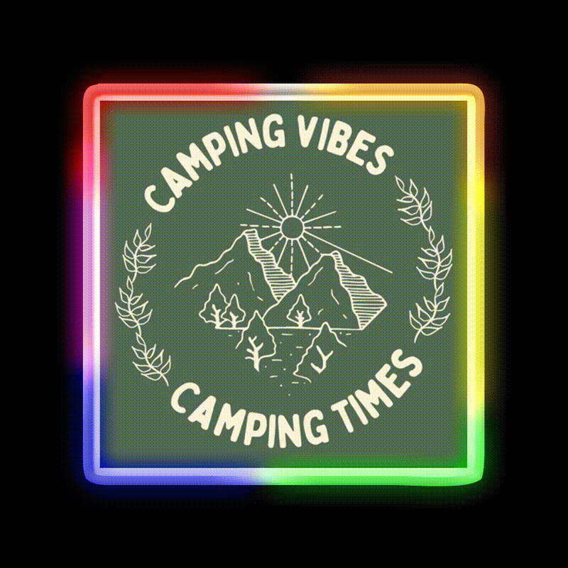 Camping Vibes Cafe Led Neon Sign Espresso Bar Art Rgb Color