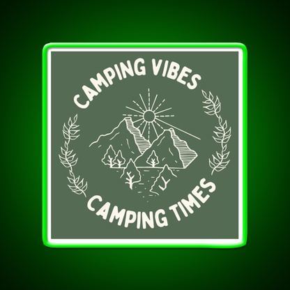 Camping Vibes Cafe Led Neon Sign Espresso Bar Art Rgb Color