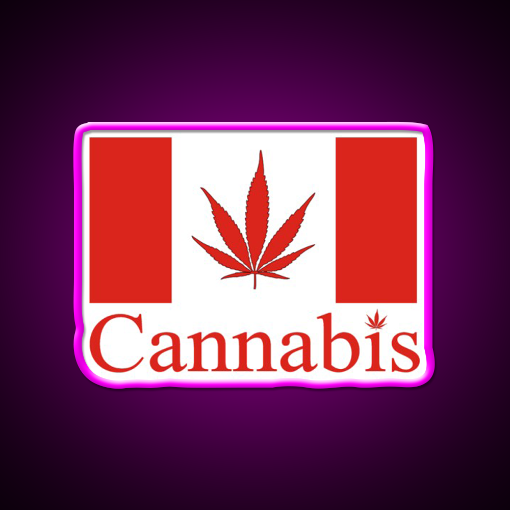 Canada Hemp Inspired Green Leaf Led Neon Sign Rgb Color - Neon sign mounted on wall in room