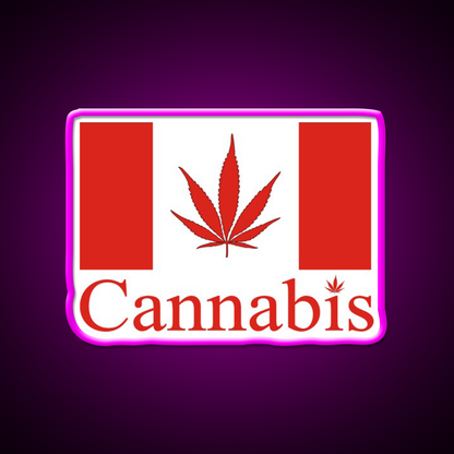 Canada Hemp Inspired Green Leaf Led Neon Sign Rgb Color - Neon sign mounted on wall in room