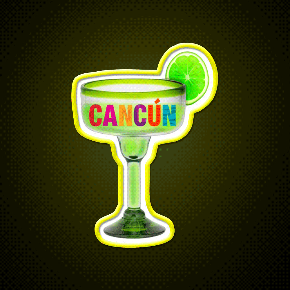 Cancun Time Party Drink Tequila Led Neon Sign Rgb Color - Custom LED neon sign front view
