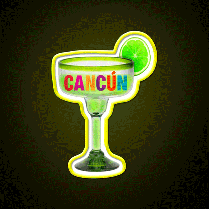 Cancun Time Party Drink Tequila Led Neon Sign Rgb Color - Custom LED neon sign front view