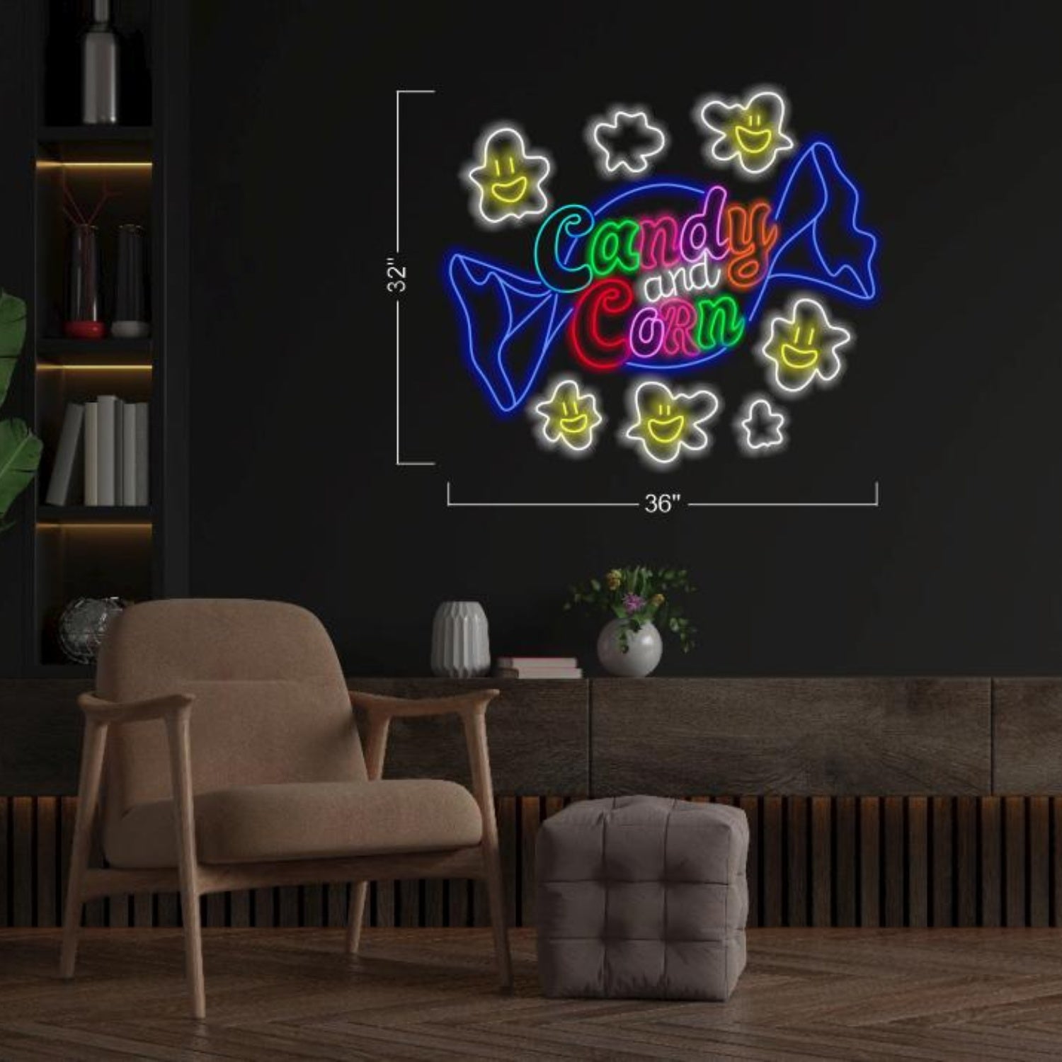 Candy Corn Multicolor Smiley Stars Led Neon Sign For Indoor Decor | Shineneon