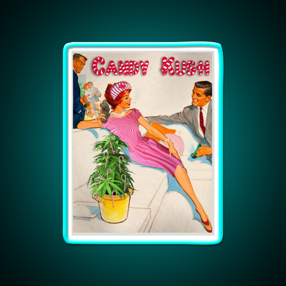 Candy Kush Hemp Inspired Green Leaf Led Neon Sign Rgb Color - Size and dimension reference