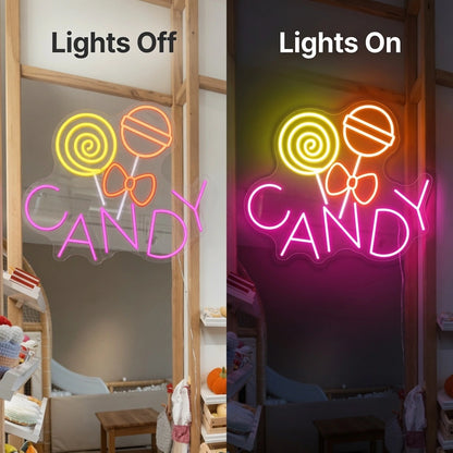 Candy LED Neon Sign Wall Neon Sign - 06 Day Night Comparison