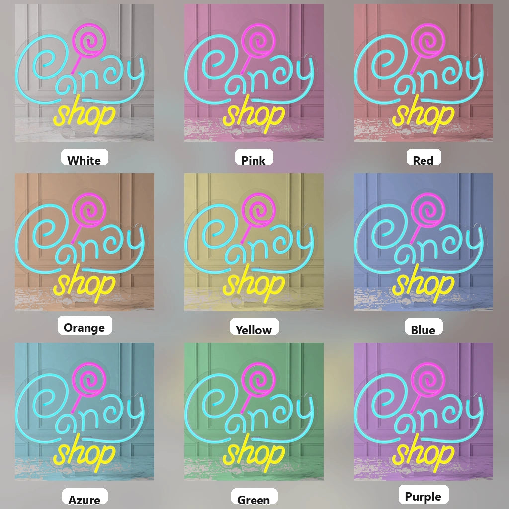 Candy Shop Wall Decor LED Neon Sign - 05 Color Grid