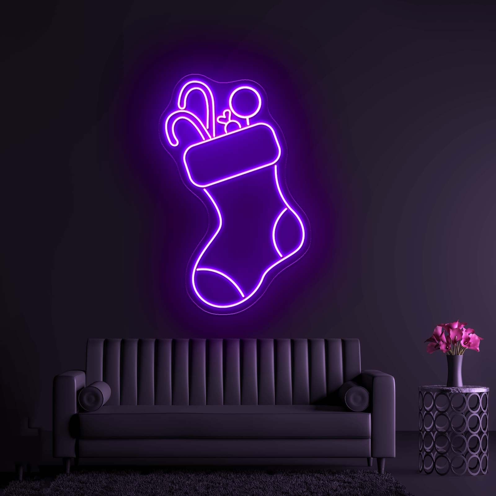 Candy With Christmas Sock Merry Christmas Neon Signs - Shineneon