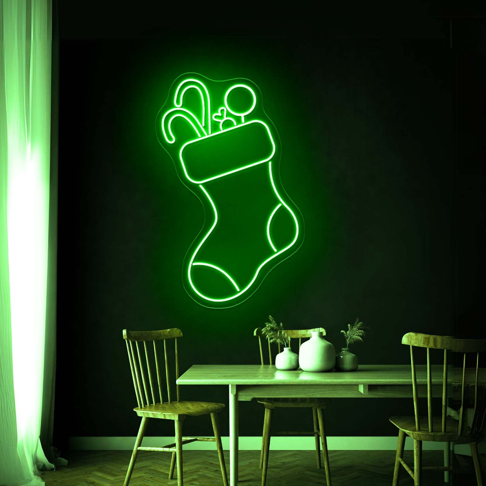 Candy With Christmas Sock Merry Christmas Neon Signs