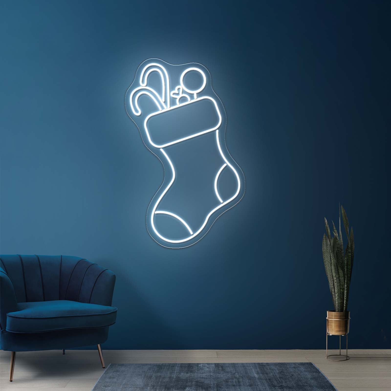 Candy With Christmas Sock Merry Christmas Neon Signs