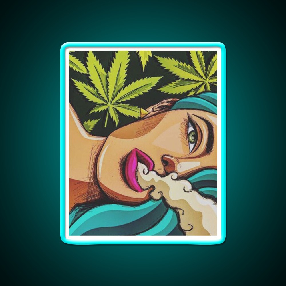 Canna Girl Hemp Inspired Green Leaf Led Neon Sign Rgb Color - Size and dimension reference