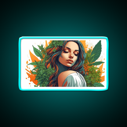 Canna Latina Hemp Inspired Green Leaf Led Neon Sign Rgb Color
