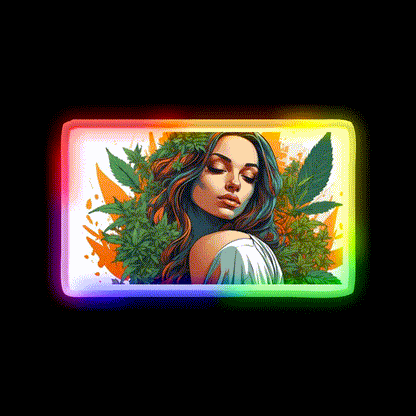 Canna Latina Hemp Inspired Green Leaf Led Neon Sign Rgb Color - LED neon sign close-up detail