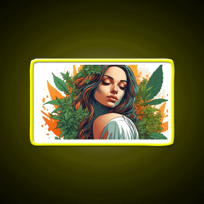 Canna Latina Hemp Inspired Green Leaf Led Neon Sign Rgb Color - Custom LED neon sign front view