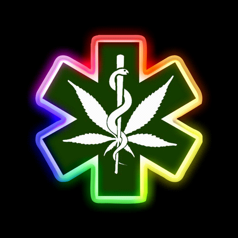 Canna Meds Hemp Inspired Green Leaf Led Neon Sign Rgb Color - LED neon sign close-up detail