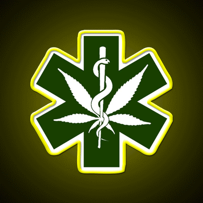 Canna Meds Hemp Inspired Green Leaf Led Neon Sign Rgb Color - Custom LED neon sign front view