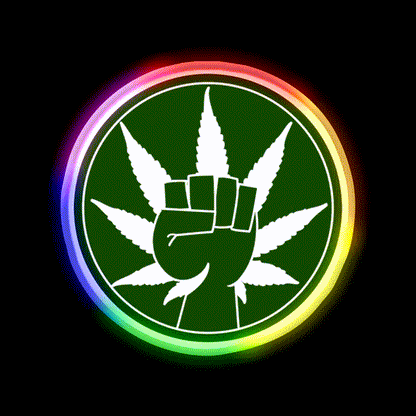 Canna Power Hemp Inspired Green Leaf Led Neon Sign Rgb Color - LED neon sign close-up detail