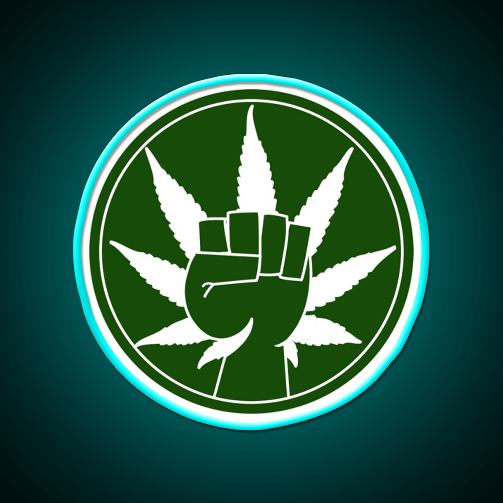 Canna Power Hemp Inspired Green Leaf Led Neon Sign Rgb Color - Shineneon