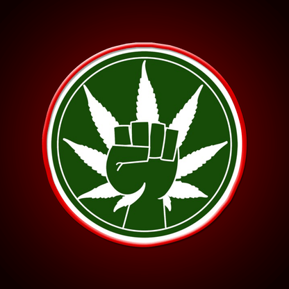 Canna Power Hemp Inspired Green Leaf Led Neon Sign Rgb Color - Shineneon