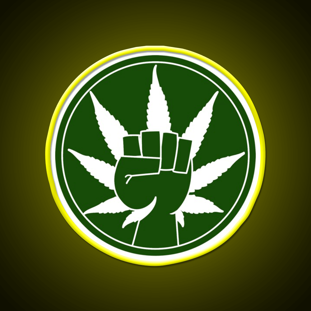 Canna Power Hemp Inspired Green Leaf Led Neon Sign Rgb Color - Shineneon