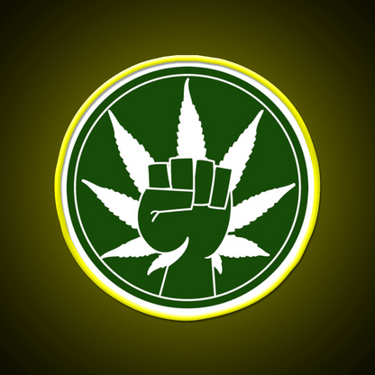 Canna Power Hemp Inspired Green Leaf Led Neon Sign Rgb Color - Shineneon