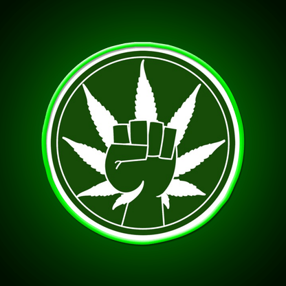 Canna Power Hemp Inspired Green Leaf Led Neon Sign Rgb Color - Shineneon