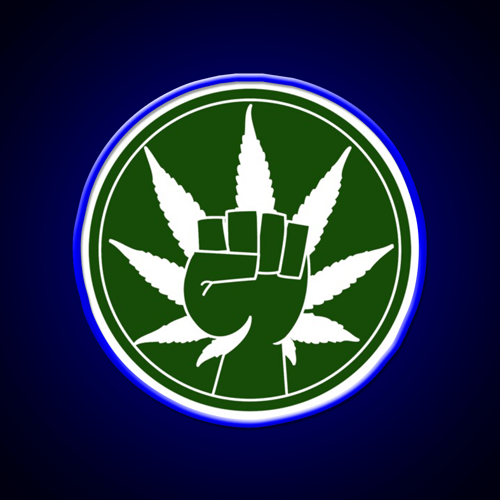 Canna Power Hemp Inspired Green Leaf Led Neon Sign Rgb Color - Shineneon
