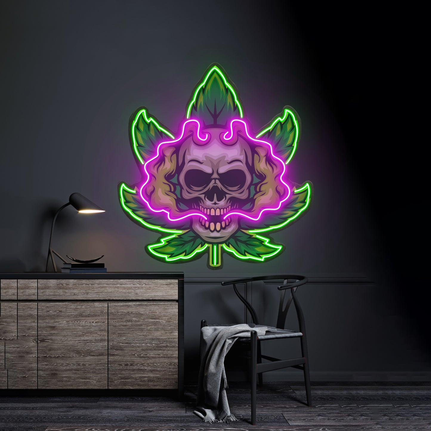 Cannabis Skull Led Neon Sign Light Custom Led Signs