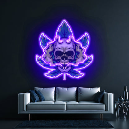 Cannabis Skull Led Neon Sign Light Custom Led Signs