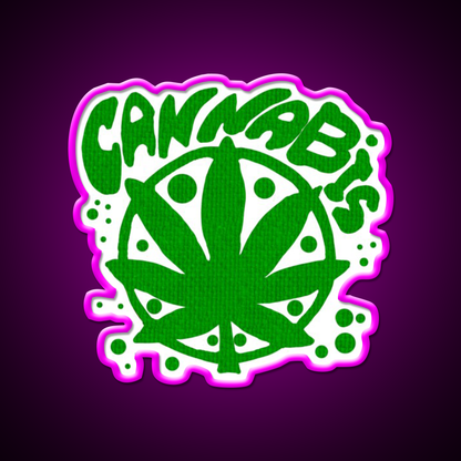 Cannabisskull Skull Hemp Inspired Green Leaf Led Neon Sign 420 Neon Decor Rgb Color - Neon sign mounted on wall in room