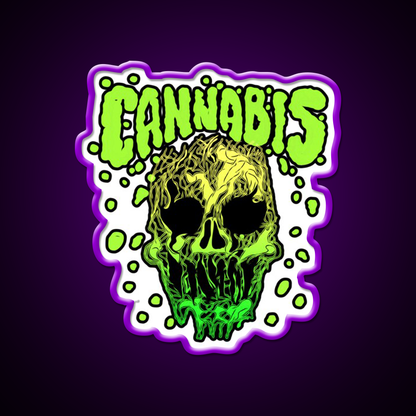Cannabisskull Skull Hemp Inspired Green Leaf Led Neon Sign Rgb Color - LED neon sign view 9