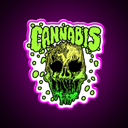 Cannabisskull Skull Hemp Inspired Green Leaf Led Neon Sign Rgb Color - Shineneon