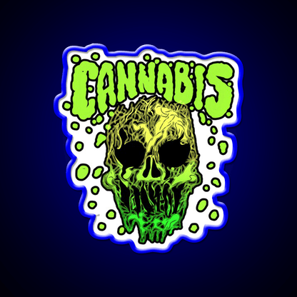 Cannabisskull Skull Hemp Inspired Green Leaf Led Neon Sign Rgb Color - Shineneon