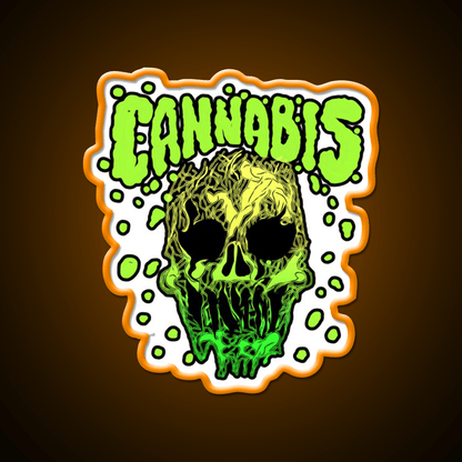 Cannabisskull Skull Hemp Inspired Green Leaf Led Neon Sign Rgb Color - Shineneon