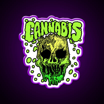 Cannabisskull Skull Hemp Inspired Green Leaf Led Neon Sign Rgb Color - Shineneon
