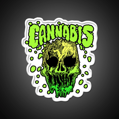 Cannabisskull Skull Hemp Inspired Green Leaf Led Neon Sign Rgb Color - Shineneon