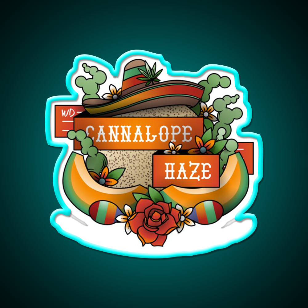 Cannalope Haze Hemp Inspired Green Leaf Led Neon Sign Rgb Color - Size and dimension reference