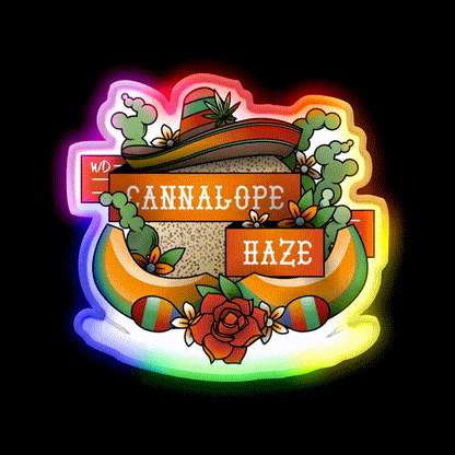 Cannalope Haze Hemp Inspired Green Leaf Led Neon Sign Rgb Color - LED neon sign close-up detail