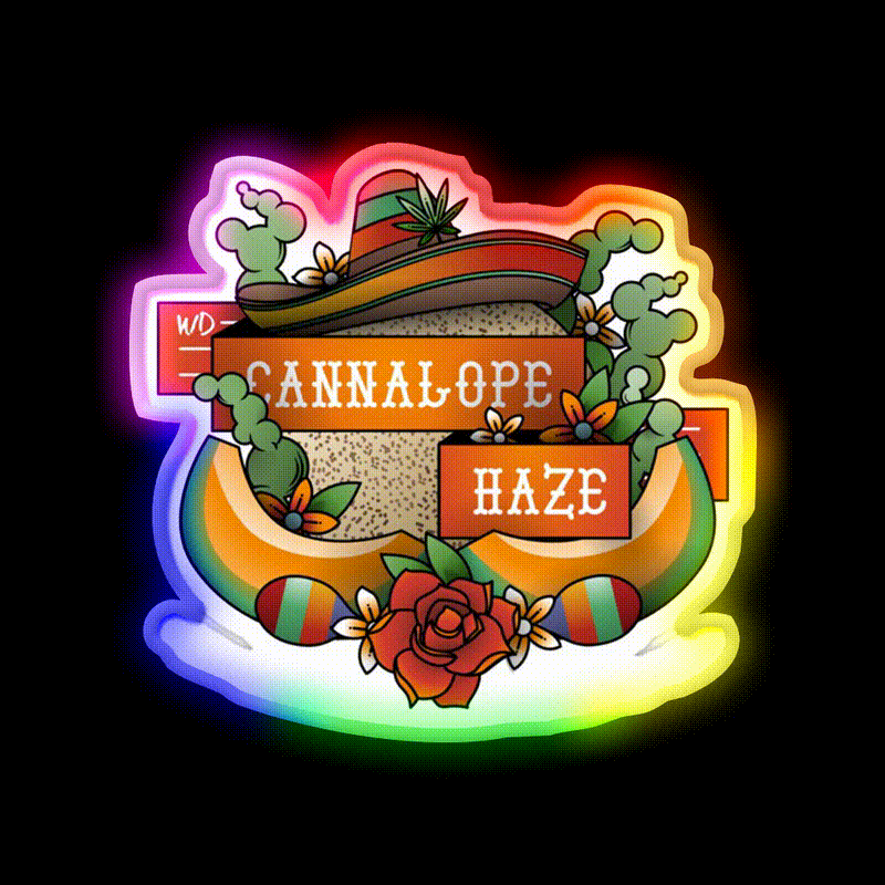 Cannalope Haze Hemp Inspired Green Leaf Led Neon Sign Rgb Color - LED neon sign close-up detail
