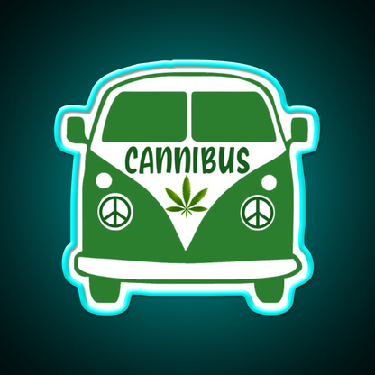Cannibus Hemp Inspired Green Leaf Led Neon Sign Rgb Color - Size and dimension reference