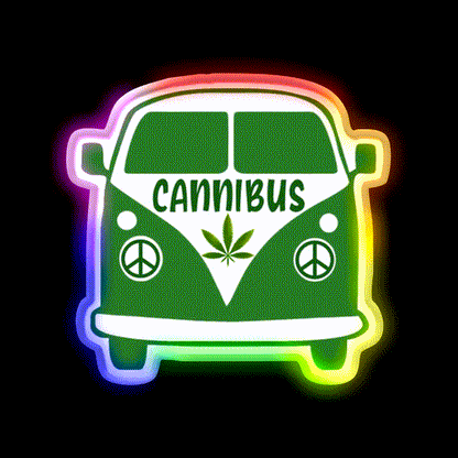 Cannibus Hemp Inspired Green Leaf Led Neon Sign Rgb Color - LED neon sign close-up detail